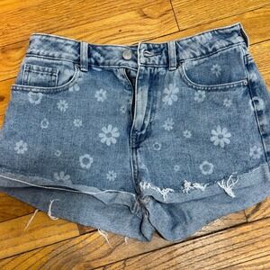 PacSun High Rise Floral Bleach Denim Cutoff Shorts – Size 28 – Distressed‎